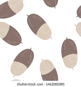 oak acorn vector seamless pattern with white background. Great for wallpaper, backgrounds, gifts, surface pattern design, packaging design projects, stationary, fabric