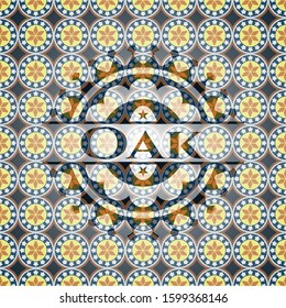 Oak arabic emblem. Arabesque decoration.