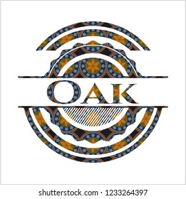 Oak arabic style emblem. Arabesque decoration.