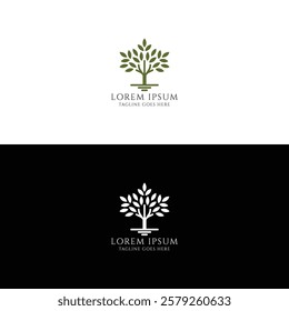 Oak Banyan Maple Plant Tree for Education Charity Foundation or Environment Logo Design Vector