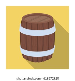 Oak barrel beer. A barrel in which beer is brewed. Pub single icon in flat style vector symbol stock illustration.