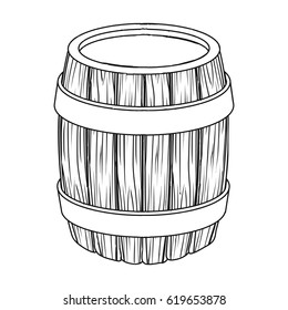 Oak barrel beer. A barrel in which beer is brewed. Pub single icon in outline style vector symbol stock illustration.