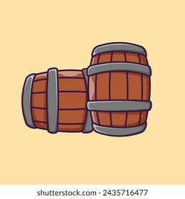Oak Barrel For Ship Vector, Illustration, Isolated Icon
