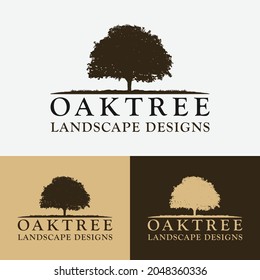 El Oak Beach Chestnut Tree Forest Camp Outdoor Adventure Paisaje Vintage Hipster Rústico Diseño Logotipo Rústico Retro.