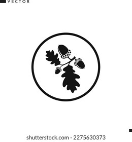 Oak branch with acorns. Abstract emblem