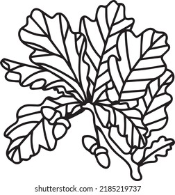 Oak branch Vector, Clip Art, Black and White
