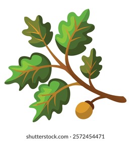  Oak Branch Vector Illustration - High-Quality Stock Art