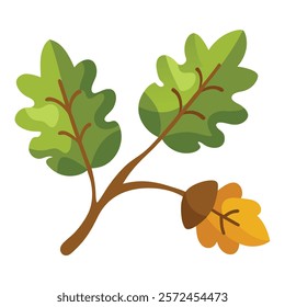  Oak Branch Vector Illustration - High-Quality Stock Art