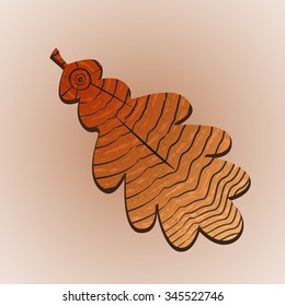 Oak brown leaf with tree texture. Isolated vector illustration.
