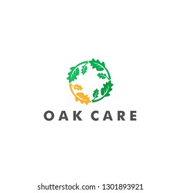 Oak Care logo design, Leaf organic icon vector