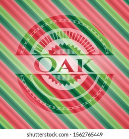 Oak christmas colors emblem. Vector Illustration. Detailed.