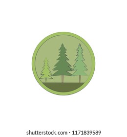 Oak colored in circle icon. Element of colored landscape in circle icon for mobile concept and web apps. Colored Oak can be used for web and mobile