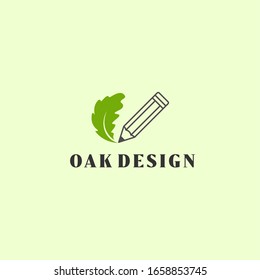 Oak design leaf pen element nature art icon.