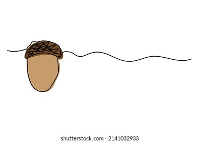 oak fruit single hand drawn continuous line illustration vector design