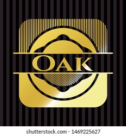Oak gold shiny badge. Vector Illustration. Detailed.