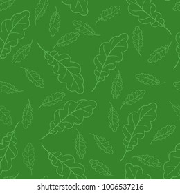 Oak green foliage vector seamless decorative natural eco  pattern. Use for decoration, cover, print wrapping paper and web.