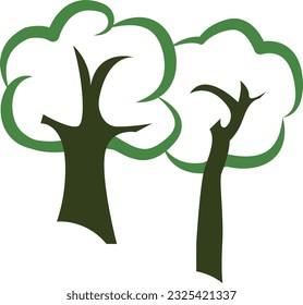 Oak grove illustration. Tree sign