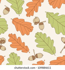 oak hand drawn seamless pattern