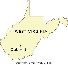 Oak Hill city location on West Virginia state map