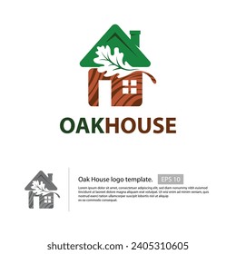 Oak House logo template design vector, creative logo design with negative Oak leaf, concept design.