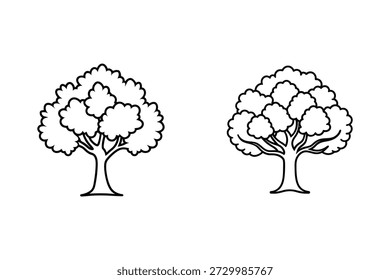 Ilustración vectorial de arte de línea de icono de roble aislada