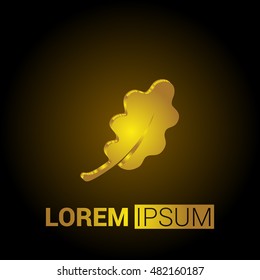 Oak Leaf 3D Golden Metallic Premium Royal Corporate Logo / Icon