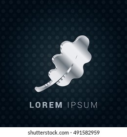 Oak Leaf 3D silver/platinum metallic chromium precious Icon / Logo Design