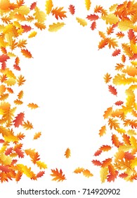 Oak leaf abstract background seasonal vector illustration. Autumn leaves falling graphic design. Fall season specific vector background. Oak tree autumn foliage backdrop.