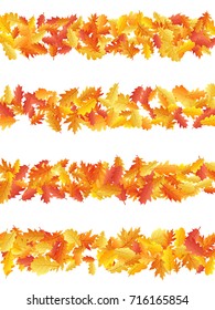 Oak leaf abstract background seasonal vector illustration. Autumn leaves falling graphic design. Fall season specific vector background. Oak tree autumn foliage stripes, lines on transparent.