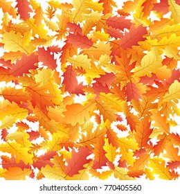 Oak leaf abstract background seasonal vector illustration. Autumn leaves falling graphic design. Fall season specific vector background