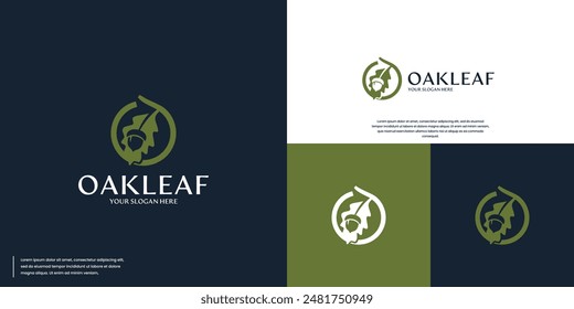 oak leaf and acorn logo with negative space style, logo design symbol.