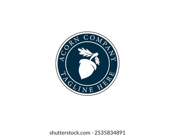 Oak leaf acorn logo simple. Simple Acorn or Oaknut with Oak Leaves Branch silhouette classic logo design vector illustration