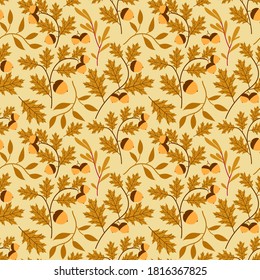 oak leaf acorn seamless background