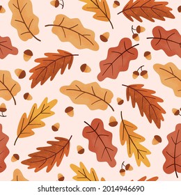 oak leaf acorn seamless background
