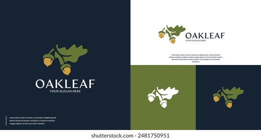 oak leaf with acorn , simple style , simple and clean , logo vector illustration.
