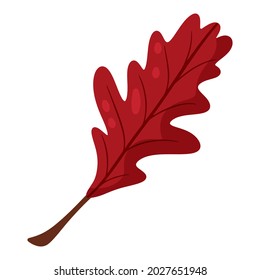 Oak leaf. Autumn design element. Vector illustration, cartoon style.