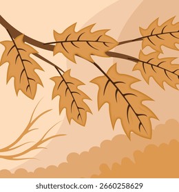 Eichenblatt im Herbst landschaftlich Vektorgrafik Vorlage Grafikdesign . Baum am Naturschild oder Symbol für immergrünes Feldcartoon-Konzept