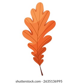 Oak leaf in autumn orange color. Fall foliage. Colorful fall leaf for pattern, banner, sticker. Hello autumn. Flat vector illustration on white background.