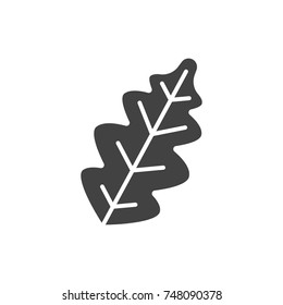 Oak leaf black filled solid icon.