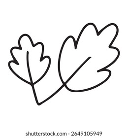 oak leaf black outline doodle. Monochrome botanical contour stickers. Vector clipart of sketchy drawings isolated on white background