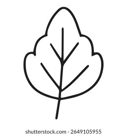 Doodle de contorno negro de hoja de roble. Pegatinas de contorno botánico monocromo. Vector Clipart de dibujos incompletos aislados sobre fondo blanco