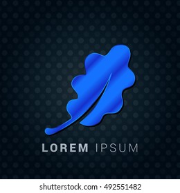 Oak Leaf Blue metallic chromium precious Icon / Logo Design