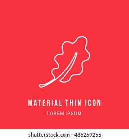 Oak Leaf Bright red material designed line thin flat icon / logo