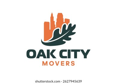 Oak Leaf with building logo design template