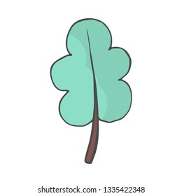 Oak leaf cartoon. Vector color illustration isolated on white background.