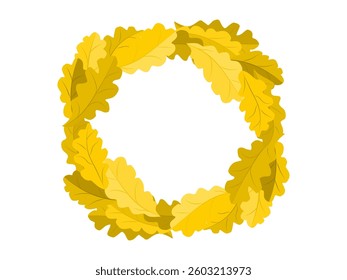 oak leaf circle pattern ornamental element. flat style tree vector