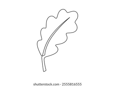 Oak leaf continuous line drawing. Single line drawing of colored autumn leaves, Maple leaf, Canada Day continuous line drawing with editable stroke, Hand drawn, vector illustration