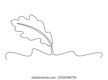 Oak leaf continuous one line drawing. Single line drawing of colored autumn leaves, Maple leaf, Canada Day continuous line drawing with editable stroke, Hand drawn, vector illustration