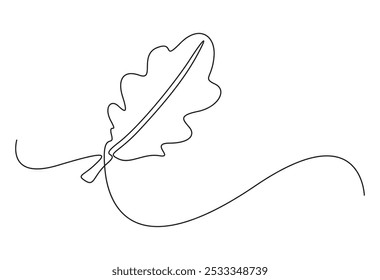 Oak leaf continuous one line drawing. Single line drawing of colored autumn leaves, Maple leaf, Canada Day continuous line drawing with editable stroke, Hand drawn, vector illustration