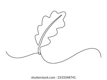 Oak leaf continuous one line drawing. Single line drawing of colored autumn leaves, Maple leaf, Canada Day continuous line drawing with editable stroke, Hand drawn, vector illustration